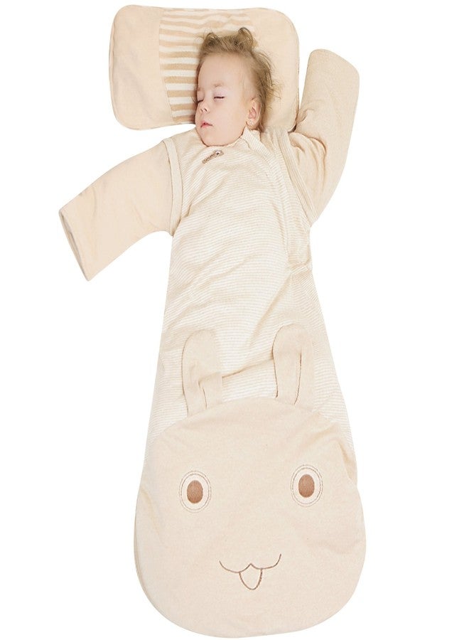OuYun Baby Organic Sleeping Bag Autumn Detachable Sleeve Wearable Blanket,Medium,3.5 Tog - Image 1