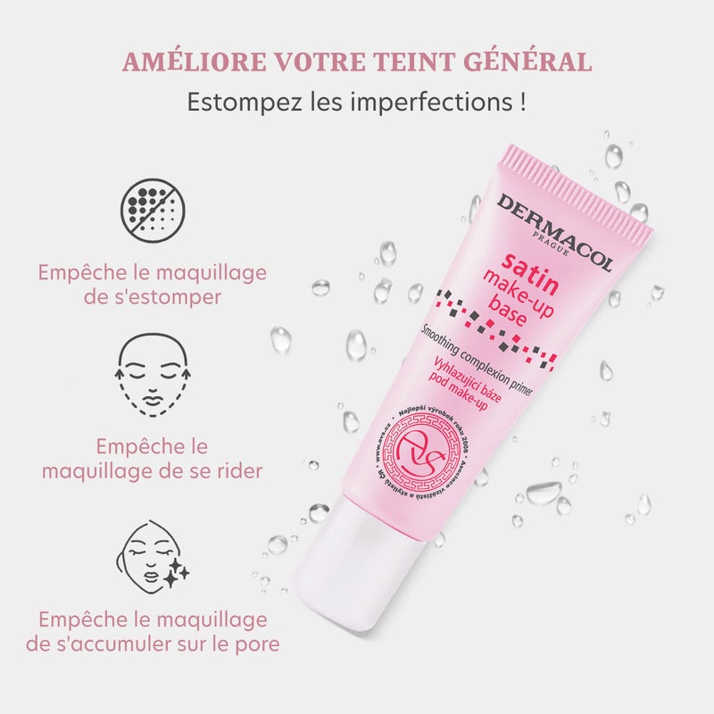 Dermacol - Satin Makeup Base, Matte Face Primer for Wrinkles and Pores, Transparent Makeup Primer for Oily Skin & Dry and Combination Skin, Easy to Blend Pore Filling Primer, No Preservatives, 10 mL - Image 3