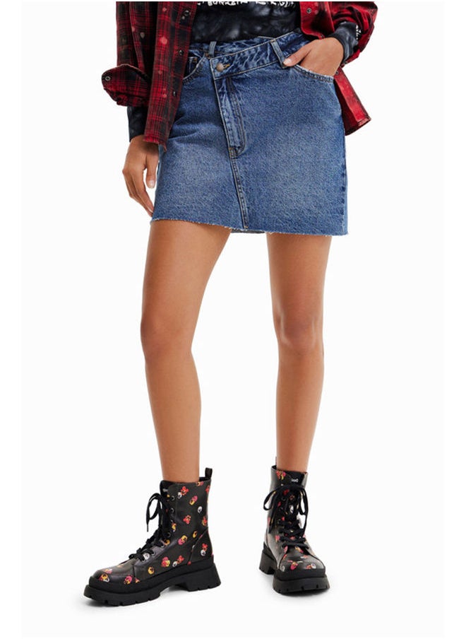 DESIGUAL Criss-cross waist denim mini skirt  - Image 1