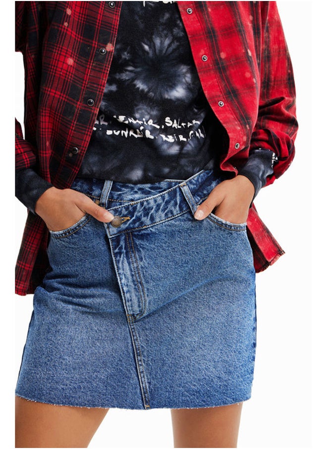 DESIGUAL Criss-cross waist denim mini skirt  - Image 3