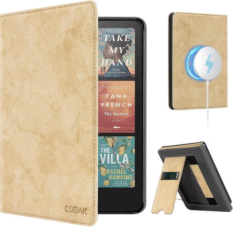 CoBak Stand Case for 7" Kindle Paperwhite 12th Gen 2024 and Kindle Colorsoft with Hand Strap - Compatible with iPhone MagSafe, for Samsung/Belkin/Anker Wireless Charging Pads, Durable, Auto Sleep Wake - Image 1