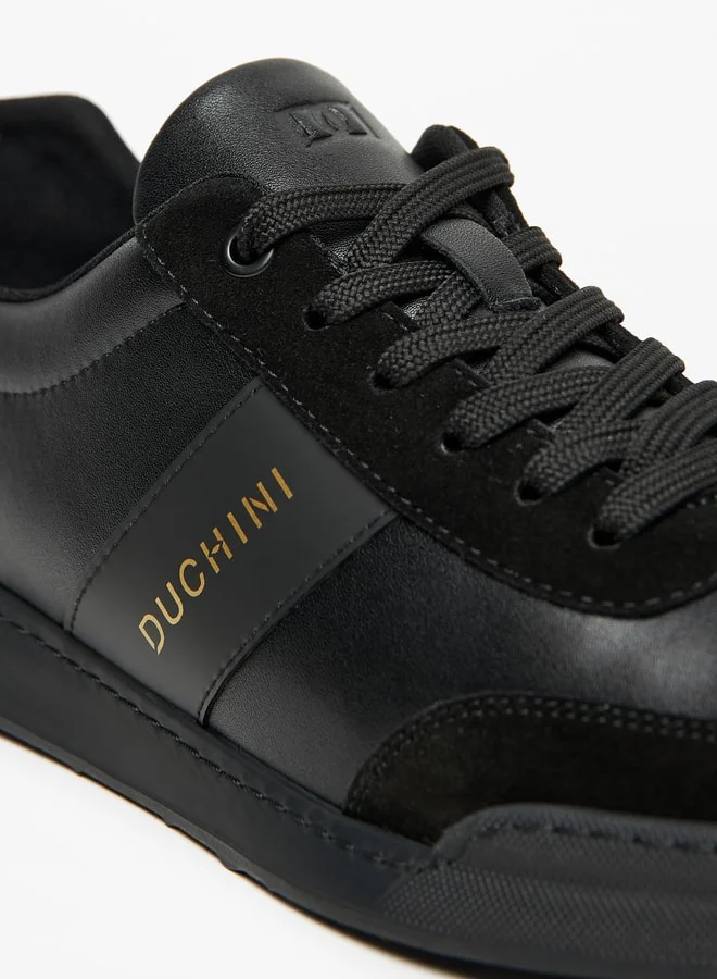 دوتشيني Mens' Solid Sneakers with Lace-Up Closure