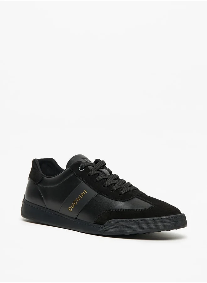 DUCHINI Mens' Solid Sneakers with Lace-Up Closure