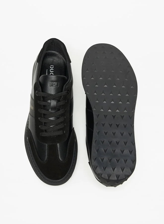 دوتشيني Mens' Solid Sneakers with Lace-Up Closure