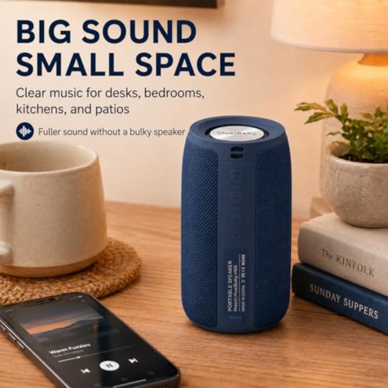 M68 tooth Speaker, 12W, IPX5, FM, USB AUX, Compact 12W speaker for office, computer, bedroom and patio. IPX5 splash-resistant with FM, USB drive, AUX and dual pairing - Image 2