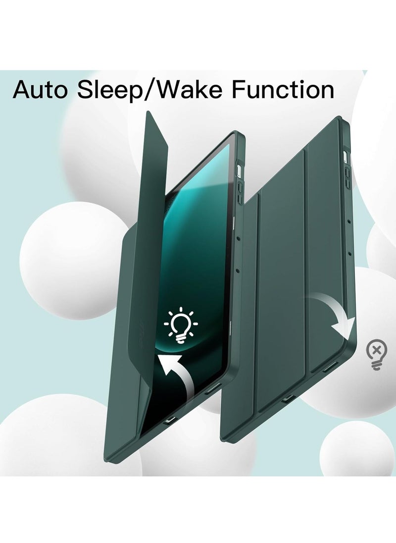 Raxoom Case for Samsung Galaxy Tab S9 FE+ / S9 FE Plus 12.4-Inch â€“ Soft TPU Tri-Fold Stand Protective Cover with S Pen Holder, S Pen Charging Support, Auto Wake/Sleep (Midnight Green) - Image 5