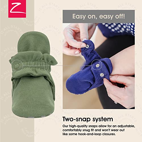Zutano Unisex Organic Cotton Baby Booties With Gripper Soles, Olive, 3M - Image 3