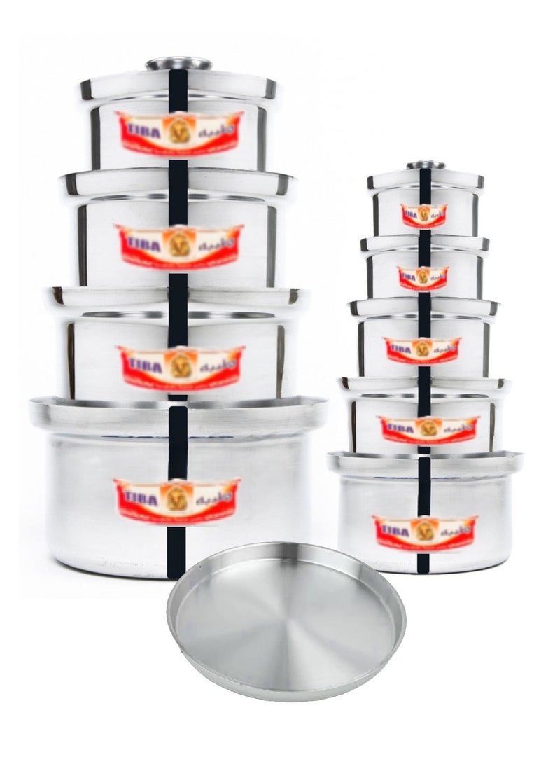طيبة طقم مكون من 8 قدور و صينية بيتزا من الألمنيوم مقاس 16/18/20/22/24/26/28/30 سم - Image 1