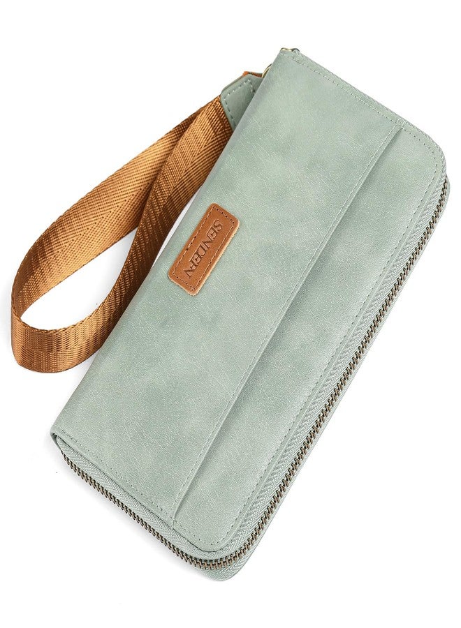 SENDEFN Leather Womens Wallets Wristlet Bifold Ladies Clutch Purse RFID Blocking Zip Around - Image 1