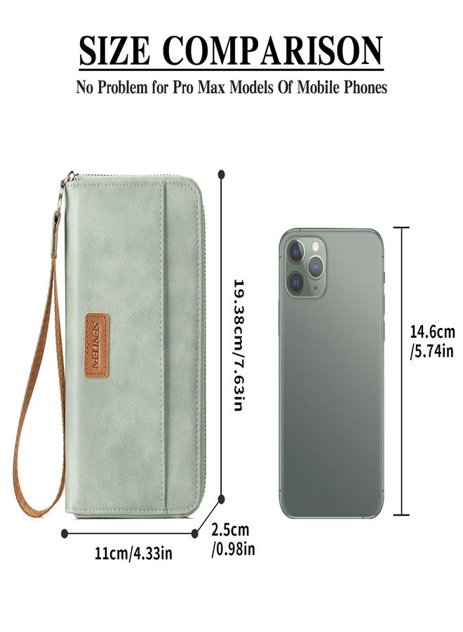 SENDEFN Leather Womens Wallets Wristlet Bifold Ladies Clutch Purse RFID Blocking Zip Around - Image 4