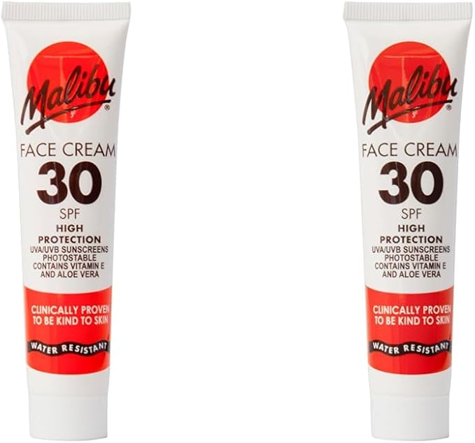 Malibu Sun SPF 30 Face Cream High Protection Vitamin Enriched Water Resistant 40ml Pack of 2 - Image 1