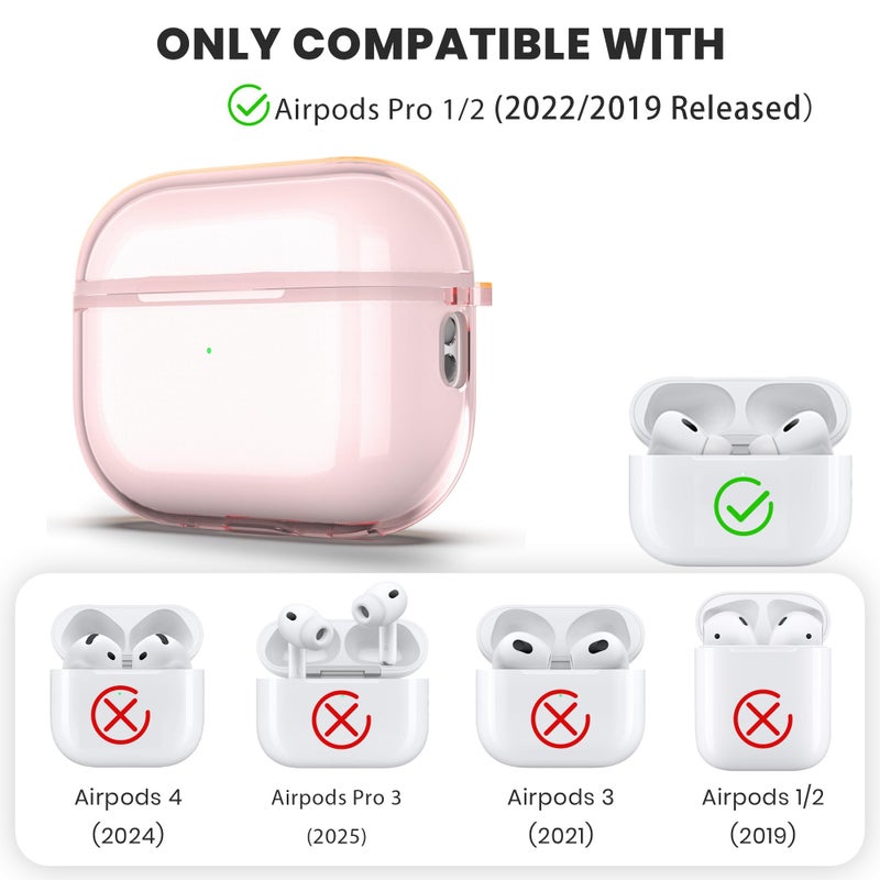 ULAK Compatible with Airpods Pro & AirPods Pro 2 Case, Design Soft TPU Airpod Pro 1st/2nd Generation Case 2022/2019 with Ring Keychain Shockproof Protecitve Cover, Light Pink - Image 3