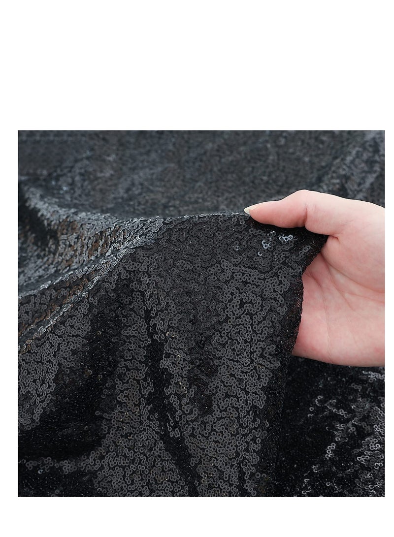 SYOSI عداء طاولة لامع، 3 عبوات عداء طاولة ساتان، 12" × 72" طاولة قماش لامع، أغطية طاولات مستطيلة متلألئة، لحفلات عيد الميلاد، الزفاف، الولائم، زينة حفلات العطلات، استحمام الأطفال (أسود) - Image 4