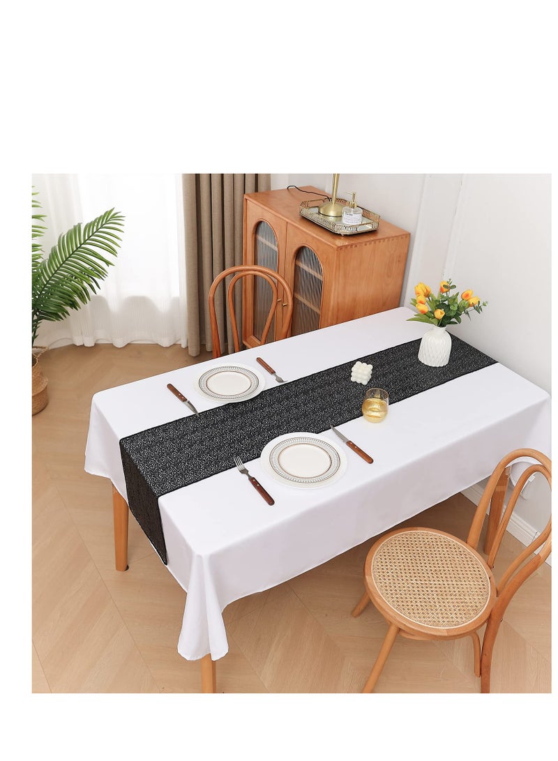SYOSI عداء طاولة لامع، 3 عبوات عداء طاولة ساتان، 12" × 72" طاولة قماش لامع، أغطية طاولات مستطيلة متلألئة، لحفلات عيد الميلاد، الزفاف، الولائم، زينة حفلات العطلات، استحمام الأطفال (أسود) - Image 2