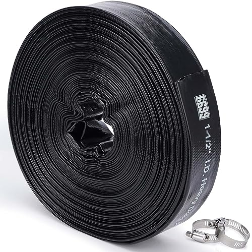 6699 Discharge Hose 1-1/2-Inch by 100-foot Sump Pump Hose with 2pcs SUS 304 Clamps Pool Backwash Pipe for Draining/Removing Water - Image 1