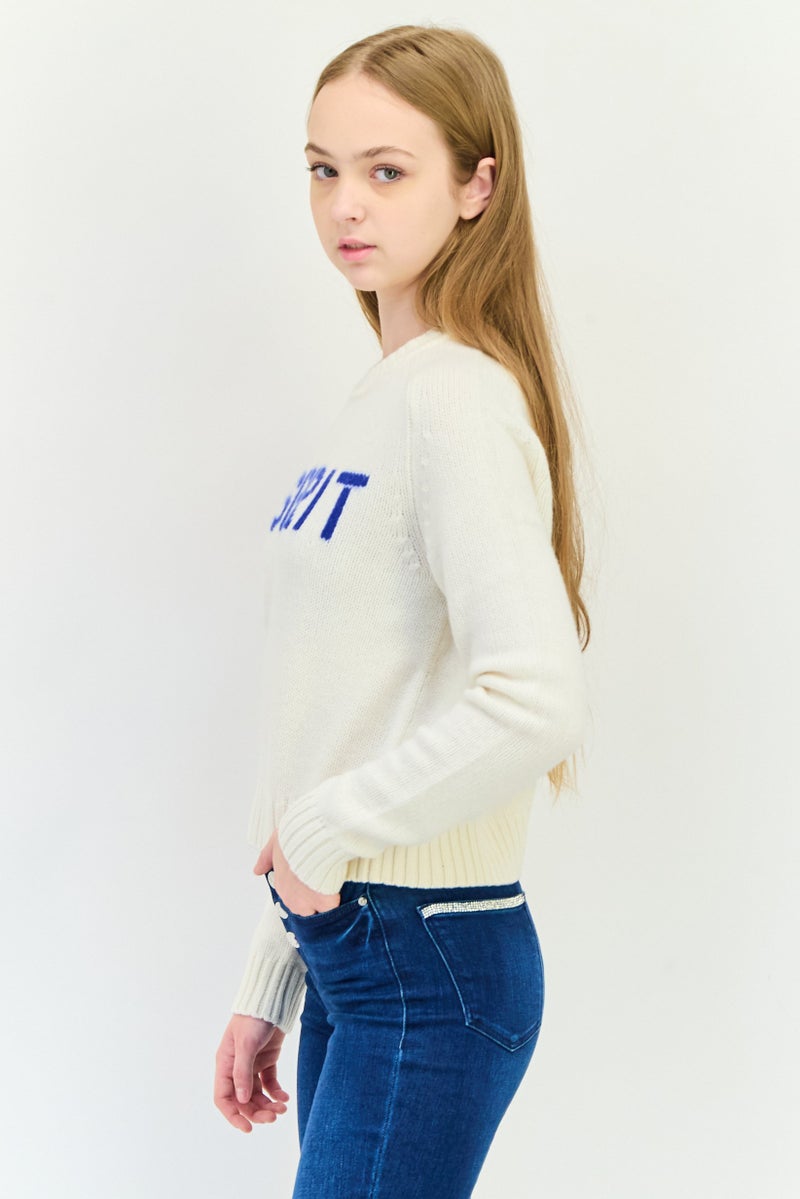 ESPRIT Women Crew Neck Brand Logo Sweater, Ivory  - Image 2