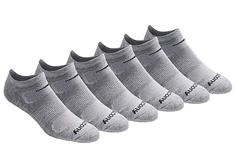 Saucony mens Multi-pack Mesh Ventilating Comfort Fit Performance No-show Socks, Grey Basic (6 Pairs), Shoe Size 8-12 US - Image 1