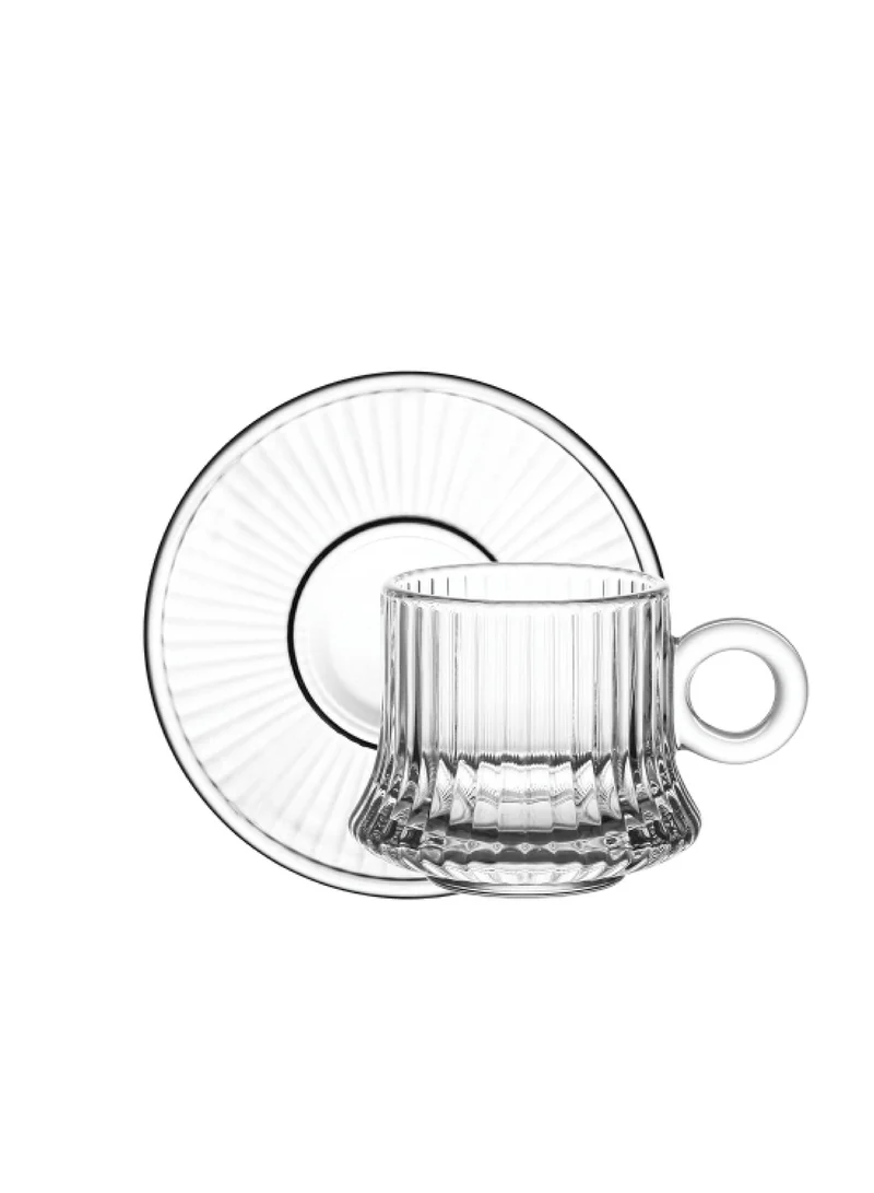 Cuisine Art Doyalex Glass by Cuisine Art Coffee Cup & Saucer Set - 80ml, 12-Pieces, Transparent (CS-038C)