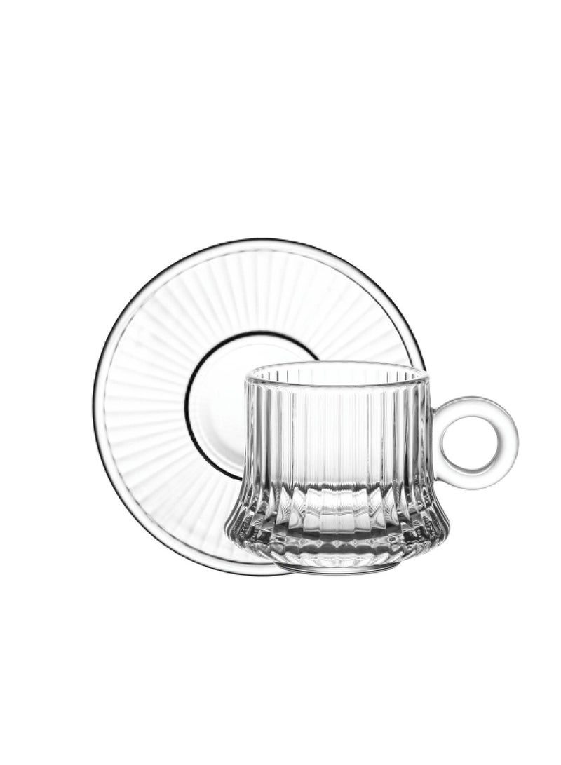 Cuisine Art Doyalex Glass by Cuisine Art Coffee Cup & Saucer Set - 80ml, 12-Pieces, Transparent (CS-038C)  - Image 1