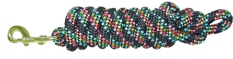 Hamilton Poly Lead with Bolt Snap Black Confetti Pattern 58 Thick x 10 Long