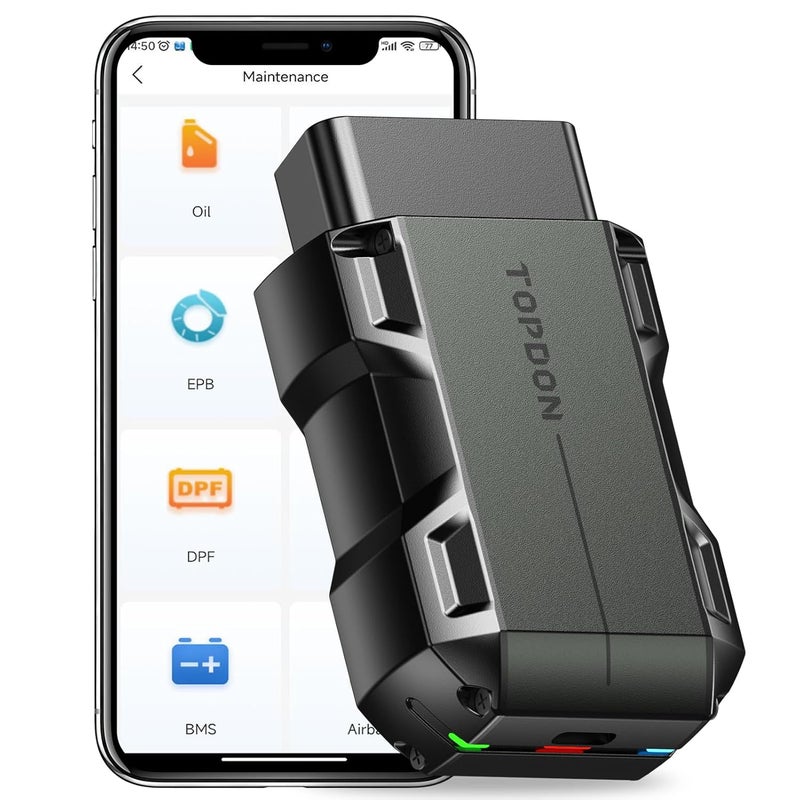 Topdon TOPDON Topscan OBD2 Scanner Bluetooth, Wireless OBD2 Code Reader with Active Test, 8 Reset, Car Diagnostic Tool for All System, Vehicle Performance Test for iPhone & Android, All Software 1 Year Free - Image 1