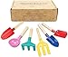 WEILAIDI Beach Toys 6 Pcs Children Beach Sand Toys 8 Kids Gardening Set Metal Garden Tools with Sturdy Wooden HandleSafe Kids Shovel with Cylinder Spoon Fork Rake Flat Shovel Pointed Shovel - Image 2