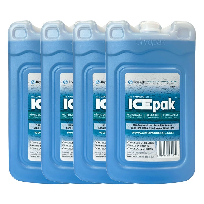 Cryopak ICEpak Large Hard Shell Reusable Ice Packs for Coolers and Lunch Box Use, Freezer Safe Gel Design, Professional Grade Cooling, Non-Toxic and BPA Free, Travel Accessories, Small (4 Pack) - Image 1