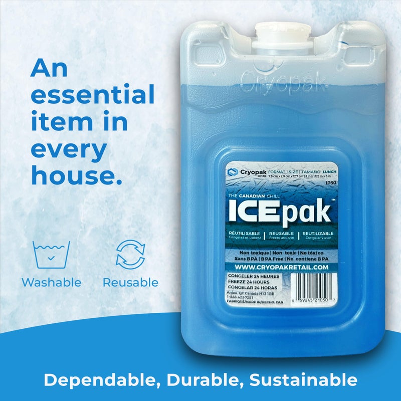 Cryopak ICEpak Large Hard Shell Reusable Ice Packs for Coolers and Lunch Box Use, Freezer Safe Gel Design, Professional Grade Cooling, Non-Toxic and BPA Free, Travel Accessories, Small (4 Pack) - Image 2