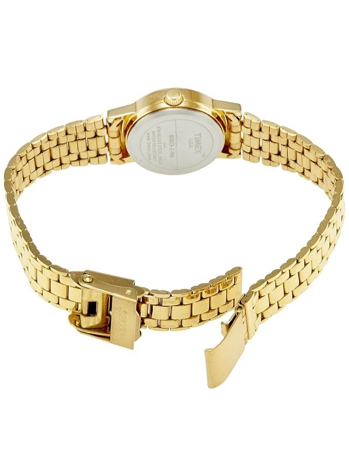 TIMEX Classics Analog Watch for Women with White Round Dial & Gold Stainless Steel Bracelet Band Water Resistant Women's Wrist Watches - B303 - Image 1