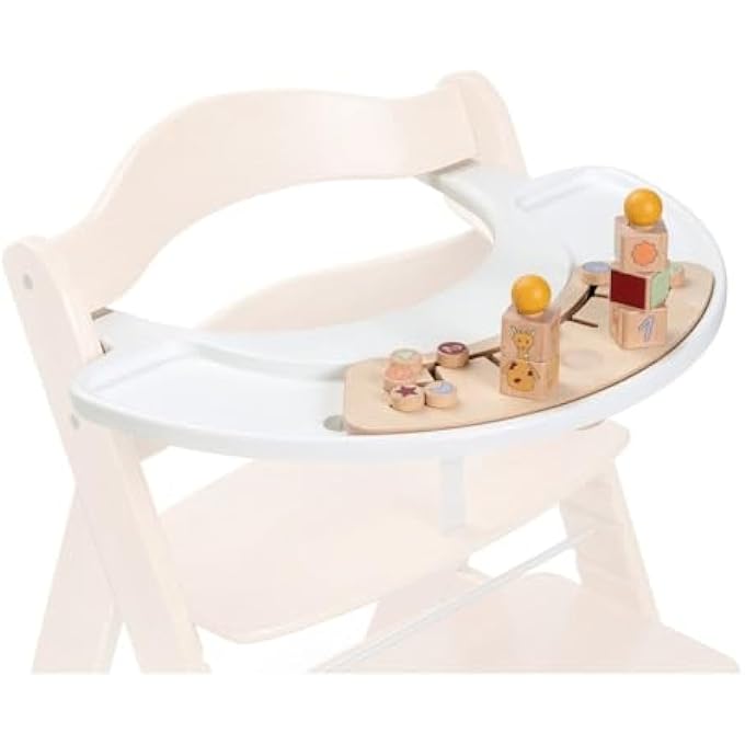 PLAY SORTING SET, GIRAFFE WHITE - GAME BOARD WITH SORTING GAME COMPATIBLE WITH ALPHA+ & BETA+ WOODEN HIGH CHAIR, BABY WOODEN TOY PROMOTES EYE HAND COORDINATION - Image 1