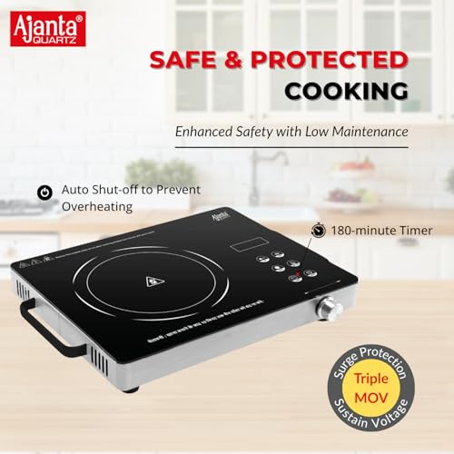 Ajanta Quartz Infrared Cooktop, Single Burner, Auto Shut-Off, 180-Minute Timer, Surge Protection - Image 3