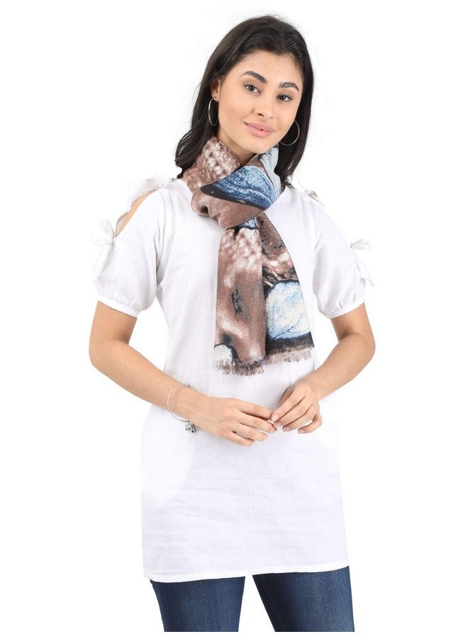 FabSeasons Abstract Printed Cotton Scarf, Scarves, Stole & Shawl for Women for all seasons with shimmer, Size 90 * 190 cms (Brown) - Image 2
