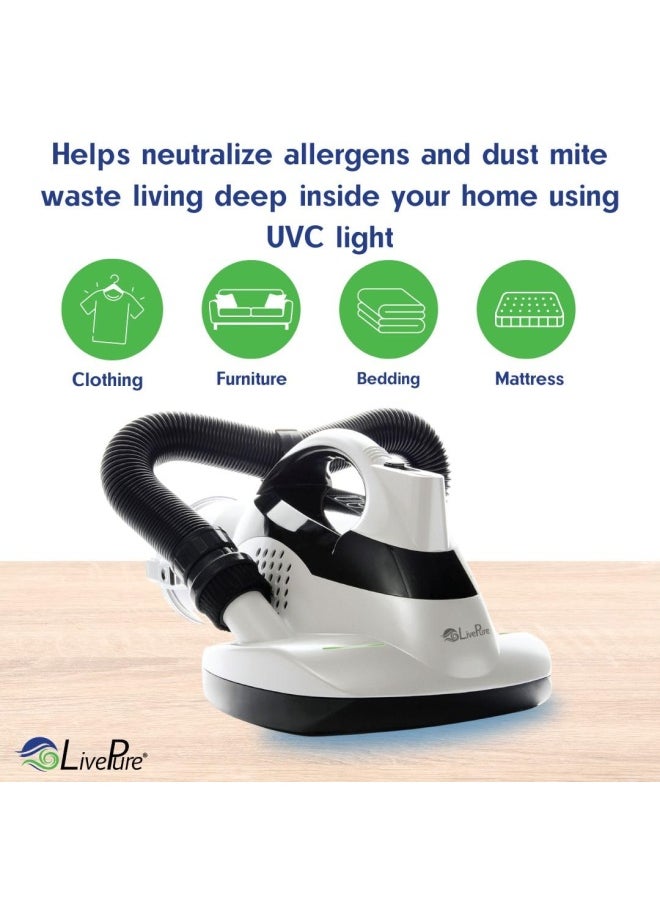 Generic - Livepure  - Ultramite Handheld HEPA Filter Vacuum  Fabric Sanitizer - Dual Motor Brush UVC Light And Anti- Allergen Filter To Remove Dust Mites Bacteria Viruses - Image 1
