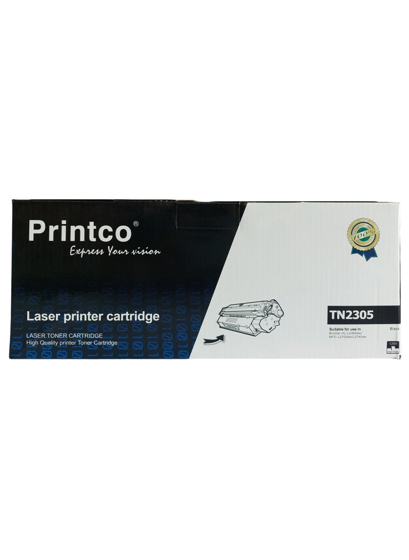 Printco Compatible TN 2305 Toner Cartridge Compatible with Brother HL-L2320D HL-L2365DW MFC-L2700D MFC-MFC-L2700D MFC-L2700DW MFC-L2700DW MFC-L2740DW Printer Black  - Image 1