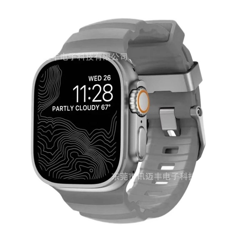 سوار ساعة ذكية سوار رياضي من السيليكون متوافق باللون أسود قابل للتعديل مع Apple Watch 42/44/45/49mm بملاءمة قابلة للتعديل وحزام بديل - Image 5