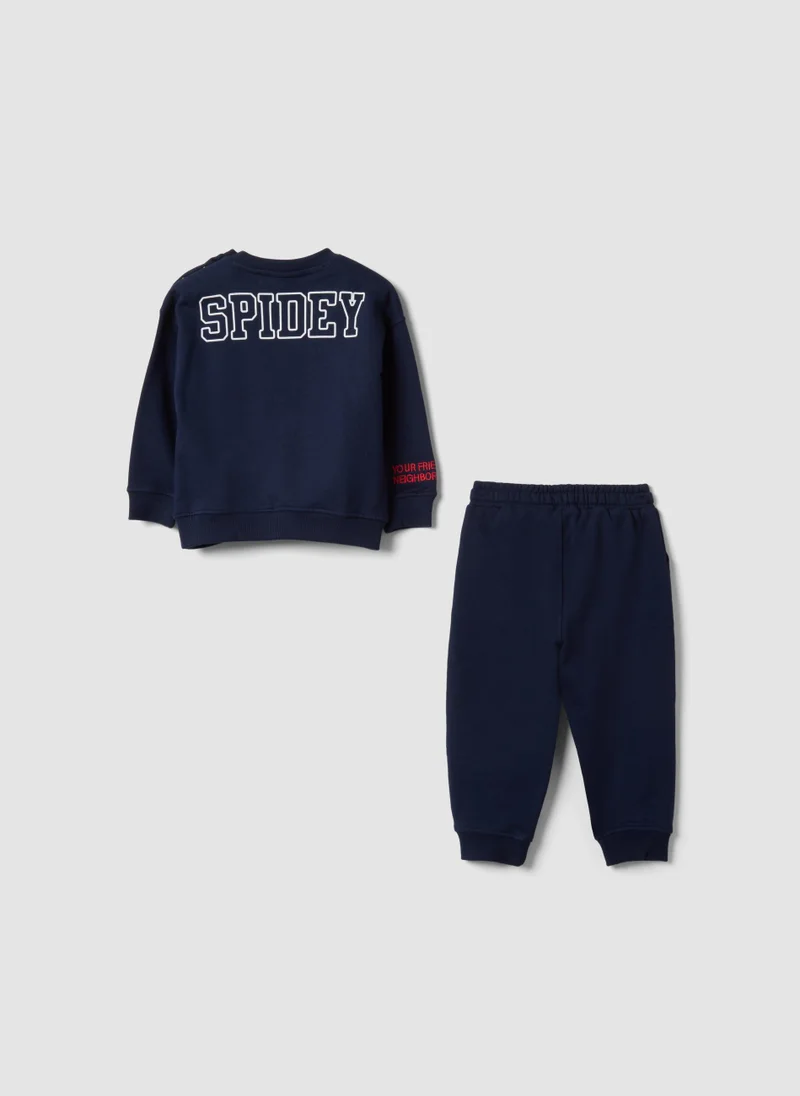 Ovs OVS Blue oversized pure cotton jogging set with Spidey print for baby boy