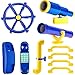 Deekin 9 Pcs Playground Accessories Swing Set Pirate Playground Equipment Set Include Plastic Wheel Telescope Periscope Telephone Safety Handle Bars for Outdoor PlayhouseYellow Blue - Image 3
