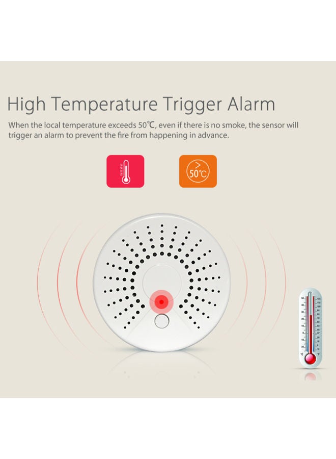 NIBEMINENT Smart Smoke Temperature Sensor Alarm White 71 x 29millimeter - Image 3