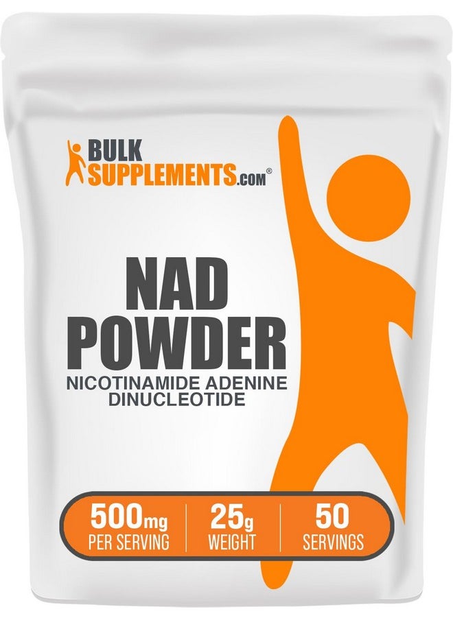 بالك سابلمنتس مسحوق NAD من BulkSupplements.com - نيكوتيناميد أدينين دينوكليوتيد، مكمل NAD 500 مجم - لدعم الطاقة، نقي وخالي من الجلوتين، 500 مجم لكل وجبة، 25 جم (0.88 أونصة) (عبوة واحدة)  - Image 1