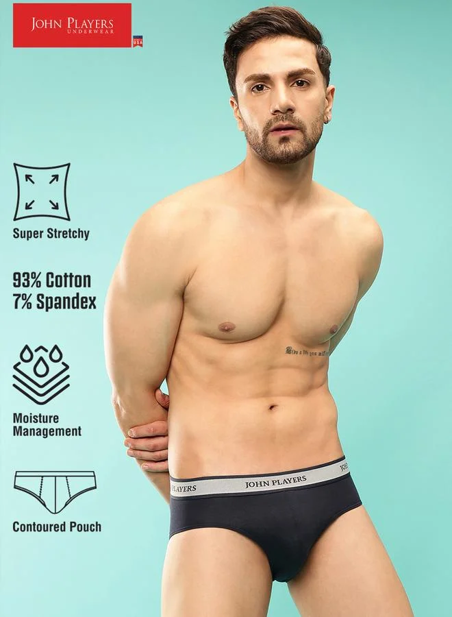جون بلاير Charcoal Logo Print Classic Brief