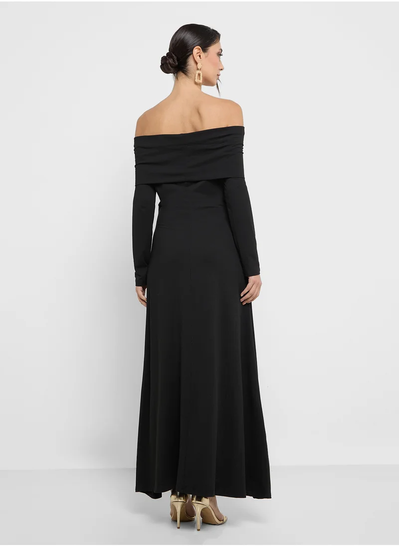 Ginger Draped Off Shoulder Maxi Dress