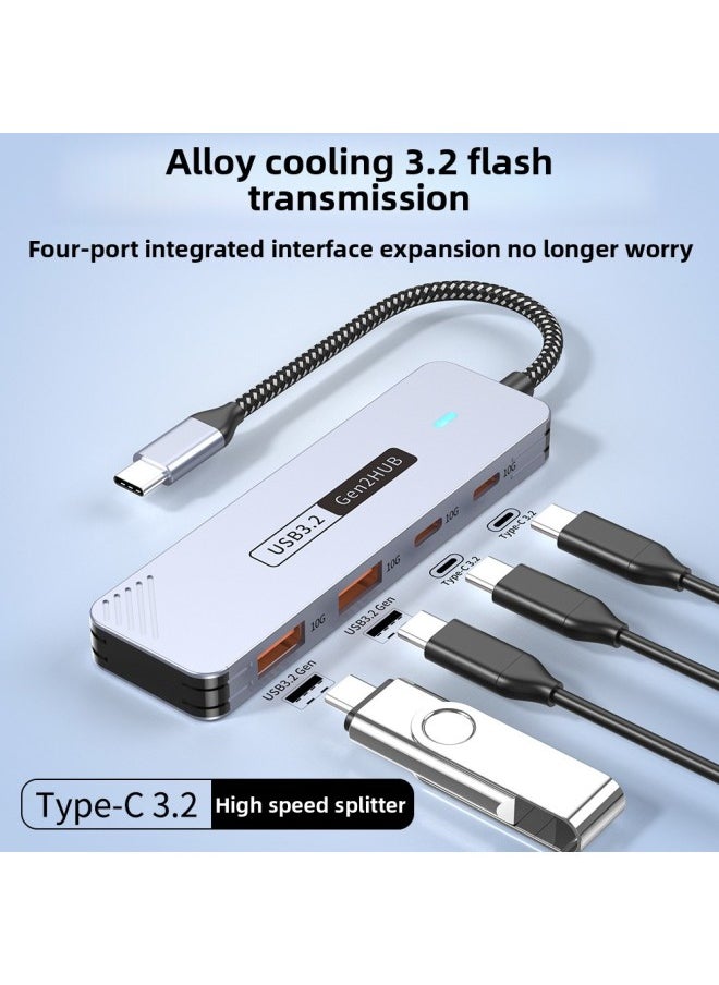 Popular Type-C3.2 Splitter 10g High-Speed Hub Extender With Type-C Power Supply USB Hub-Number Of Interfaces:Type-c3.2 Docking Station 2a2c  - Image 1