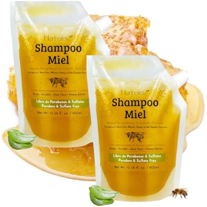 HERBALISTA - 2 Pack Bundle - Viral Mayan Honey Shampoo (400ml / 13.5 fl oz) Each â€“ Real Honey Extract â€¢ Strengthens, Restores & Boosts Natural Shine â€“ Handcrafted in Mexico