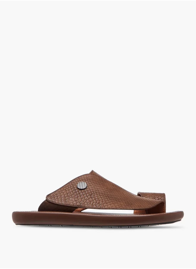 Al Waha Textured Slip-On Arabic Sandals with Toe Loop Detail