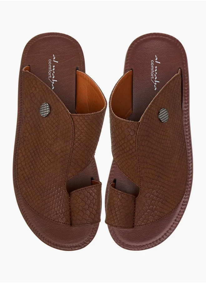 Al Waha Textured Slip-On Arabic Sandals with Toe Loop Detail