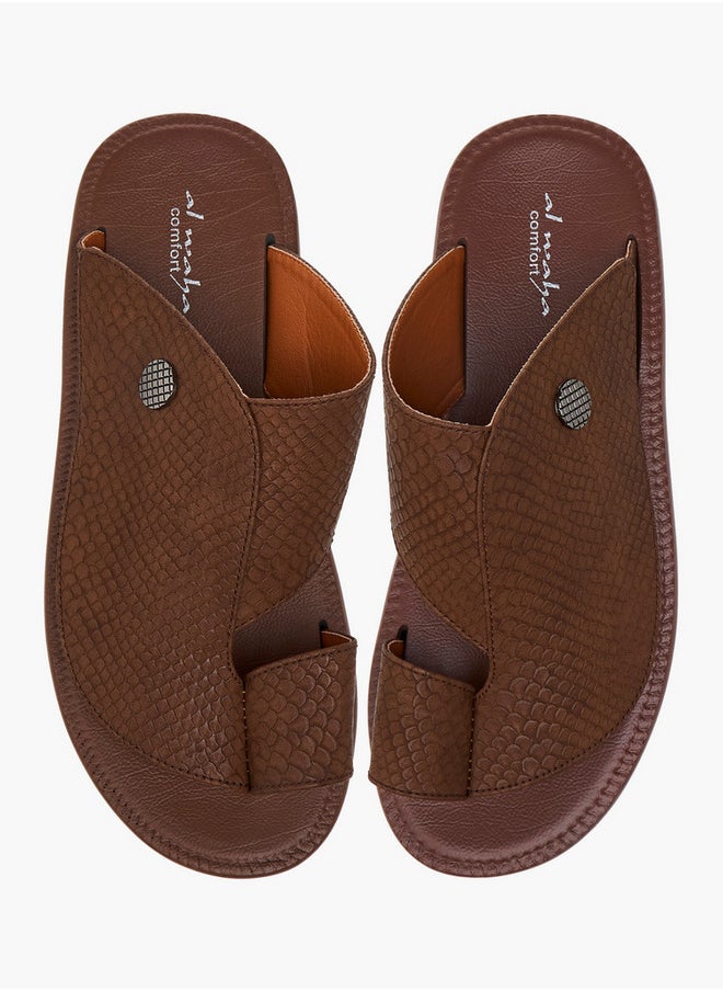 Al Waha Men's Textured Slip-On Arabic Sandals with Toe Loop Detail  - Image 1