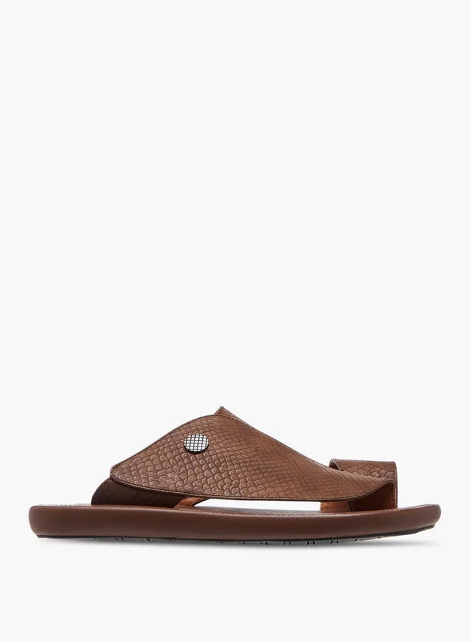 Al Waha Men's Textured Slip-On Arabic Sandals with Toe Loop Detail
