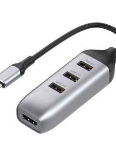 Generic USB C to HDMI Adapter with 3 USB 3.0 Ports, HDMI 4K Output, Compatible with MacBook Pro, iPad, XPS, Surface, Android, and More, DP Alternative Mode Required  - Image 1
