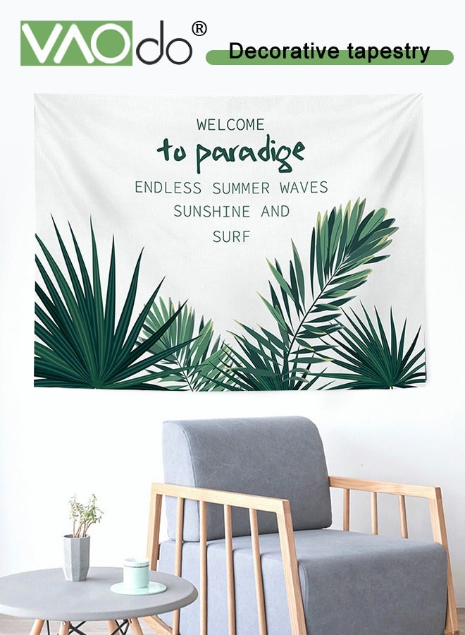 فاو دو نسيج أوراق النخيل الاستوائية، طبعة نباتية واقعية بأوراق نباتية زاهية، زخرفة حائط معلقة على القماش لغرفة نوم غرفة المعيشة غرفة النوم 150 × 130 سم - Image 5