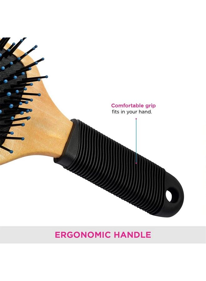 Brushman فرشاة شعر خشبية مرنة وقوية برؤوس دائرية فرشاة شعر paddle للرجال والنساء (عبوة من 1) (فرشاة شعر 7990Rp) - Image 4